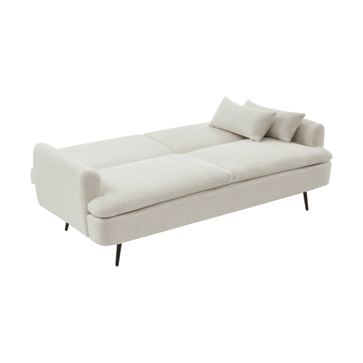Sofá-cama de 2-3 lugares em tecido boucle, John boucle, Creme, 208x111x62 cm