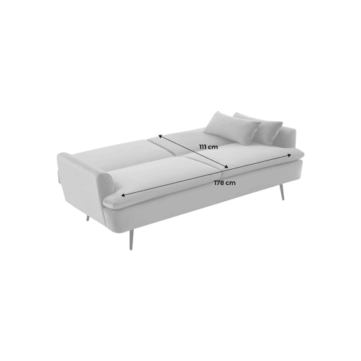 Sofá-cama de 2-3 lugares em tecido boucle, John boucle, Creme, 208x111x62 cm