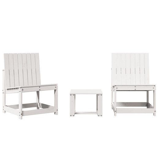 vidaXL 3 pcs conjunto lounge de jardim madeira de pinho maciça branco vidaXL 3 pcs conjunto lounge de jardim madeira de pinho maciça branco