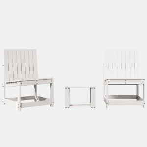vidaXL 3 pcs conjunto lounge de jardim madeira de pinho maciça branco