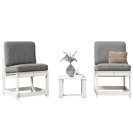 vidaXL 3 pcs conjunto lounge de jardim madeira de pinho maciça branco vidaXL 3 pcs conjunto lounge de jardim madeira de pinho maciça branco