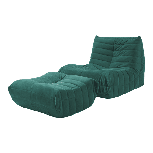 Poltrona de chão com banco para pés Kodsø Cordão 75x90x100 cm Verde en.casa