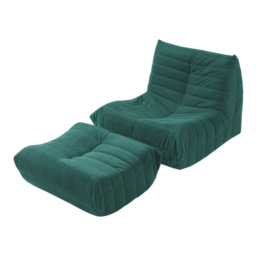 Poltrona de chão com banco para pés Kodsø Cordão 75x90x100 cm Verde en.casa