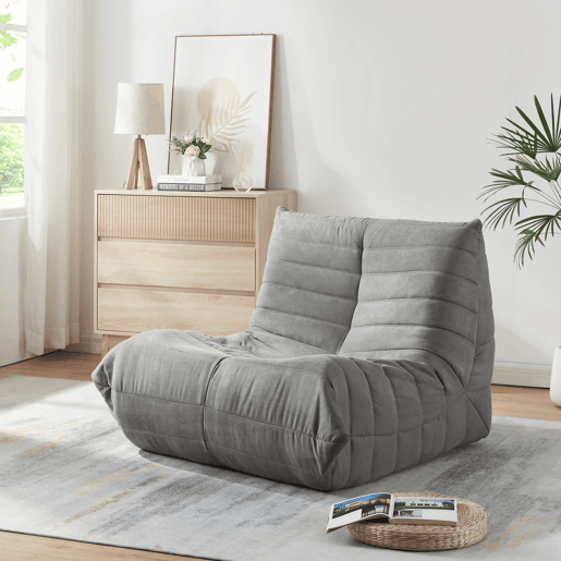 Poltrona de chão Kodsø microfibra 75x90x100 cm Cinzento en.casa