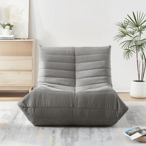 Poltrona de chão Kodsø microfibra 75x90x100 cm Cinzento en.casa