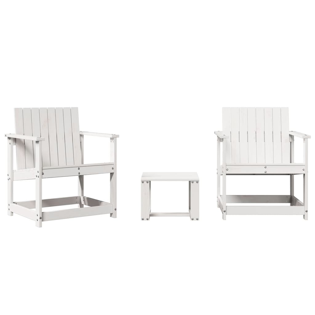 Vidaxl juego de muebles de jardín 3 pzas madera maciza de pino blanco