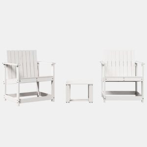 vidaXL 3 pcs conjunto lounge de jardim madeira de pinho maciça branco