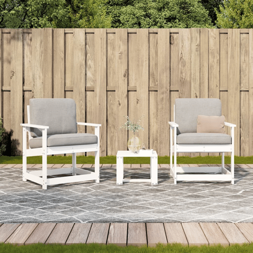 vidaXL 3 pcs conjunto lounge de jardim madeira de pinho maciça branco vidaXL 3 pcs conjunto lounge de jardim madeira de pinho maciça branco