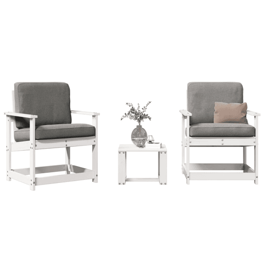 vidaXL 3 pcs conjunto lounge de jardim madeira de pinho maciça branco vidaXL 3 pcs conjunto lounge de jardim madeira de pinho maciça branco
