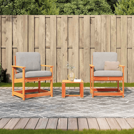 vidaXL 3 pcs conjunto lounge de jardim pinho maciço castanho-mel