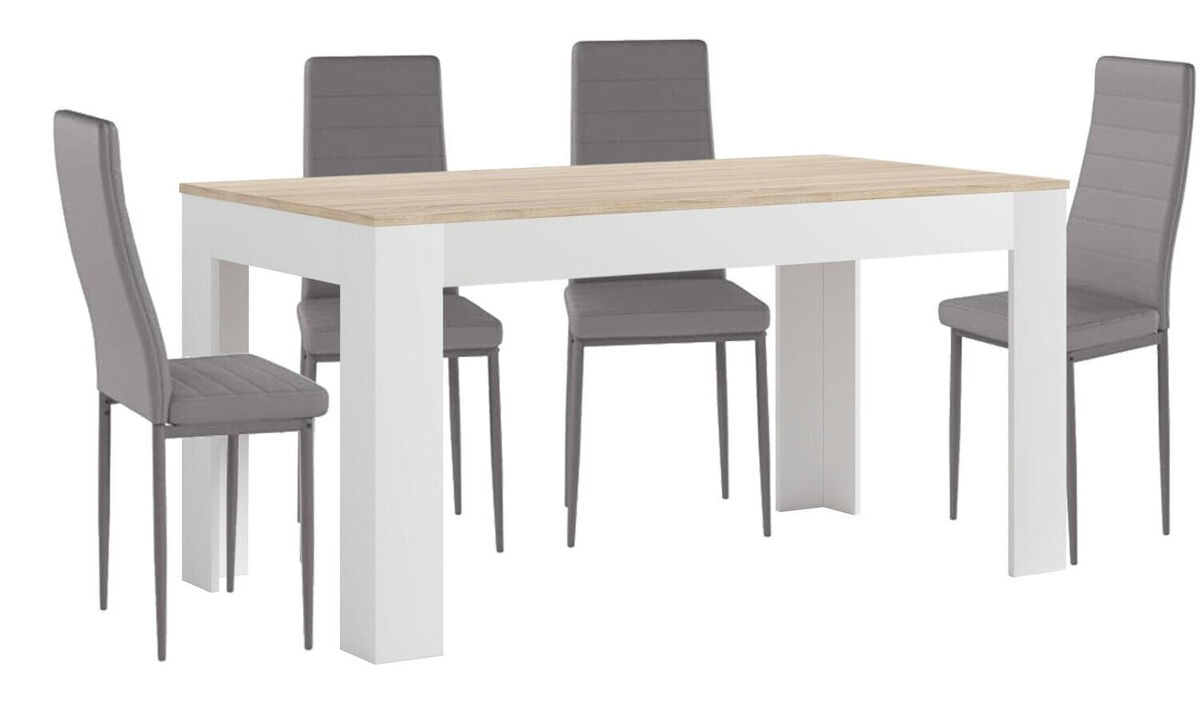 Mesa Extensible de Comedor o Cocina + 4 Sillas en Polipiel/metal 178x80