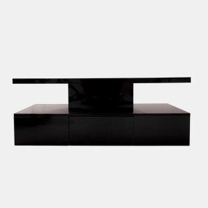Mesa de centro com arrumação e LED - aspeto brilhante - Preto