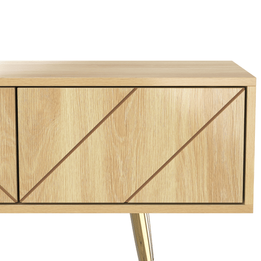 Mesa de TV 160x36x42cm - com 2 gavetas e 2 portas - pernas douradas - Natural