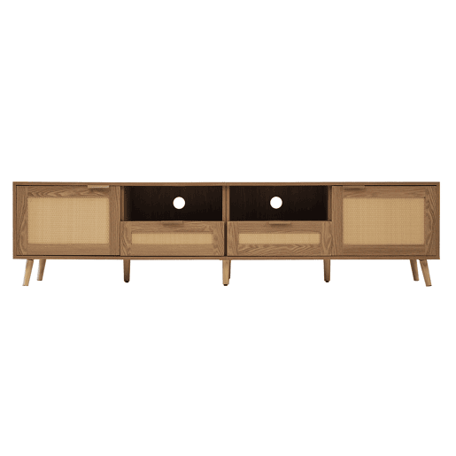 Móvel TV 200cm MDF - 2 portas e 2 compartimentos - estilo rústico - Natural Móvel TV 200cm MDF - 2 portas e 2 compartimentos - estilo rústico - Natural