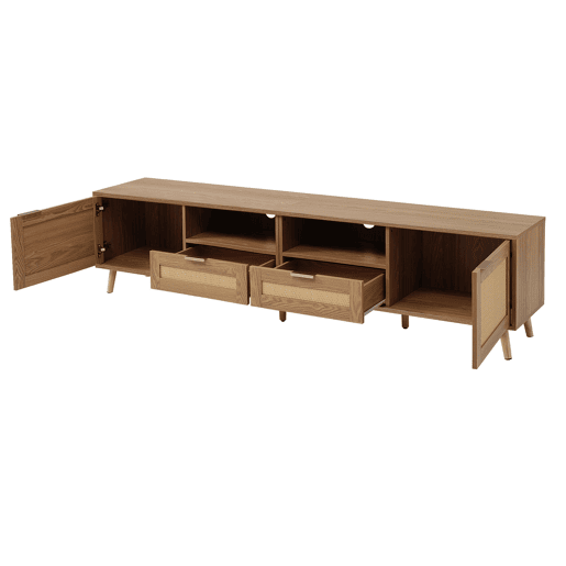 Móvel TV 200cm MDF - 2 portas e 2 compartimentos - estilo rústico - Natural Móvel TV 200cm MDF - 2 portas e 2 compartimentos - estilo rústico - Natural