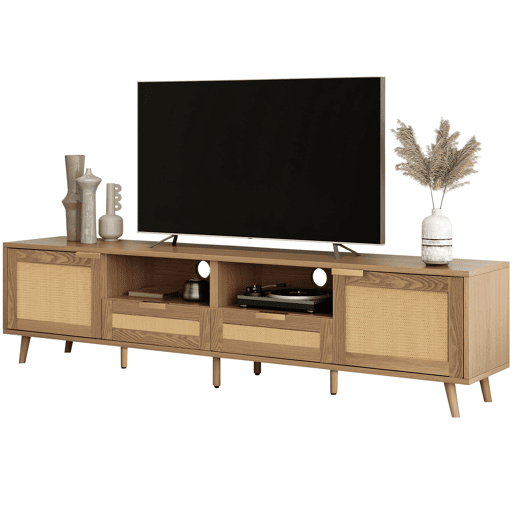 Móvel TV 200cm MDF - 2 portas e 2 compartimentos - estilo rústico - Natural Móvel TV 200cm MDF - 2 portas e 2 compartimentos - estilo rústico - Natural