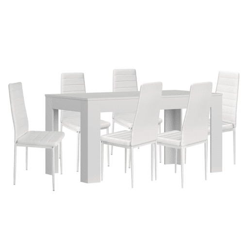 Mesa extensível de jantar ou cozinha + 6 cadeiras em couro sintéticometal