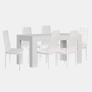 Mesa extensível de jantar ou cozinha + 6 cadeiras em couro sintéticometal