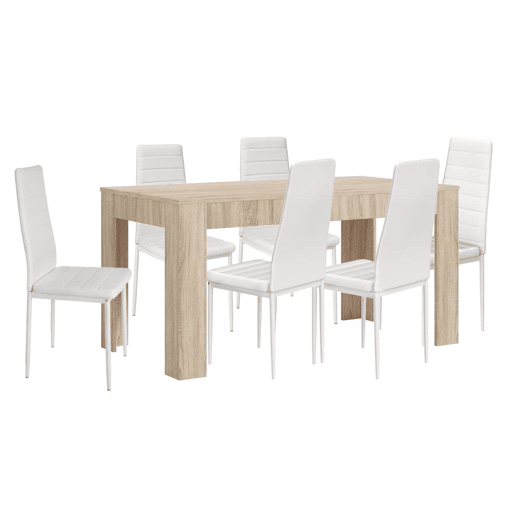 Mesa extensível de jantar ou cozinha + 6 cadeiras em couro sintéticometal