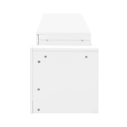 Móvel TV com LED - 2 compartimentos rebatíveis e prateleiras de vidro - Branco Móvel TV com LED - 2 compartimentos rebatíveis e prateleiras de vidro - Branco
