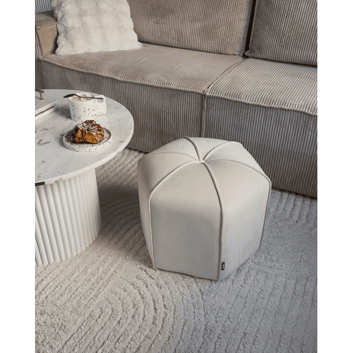 Pufe WISHEK Veludo Creme claro 45 cm 45 cm 42 cm