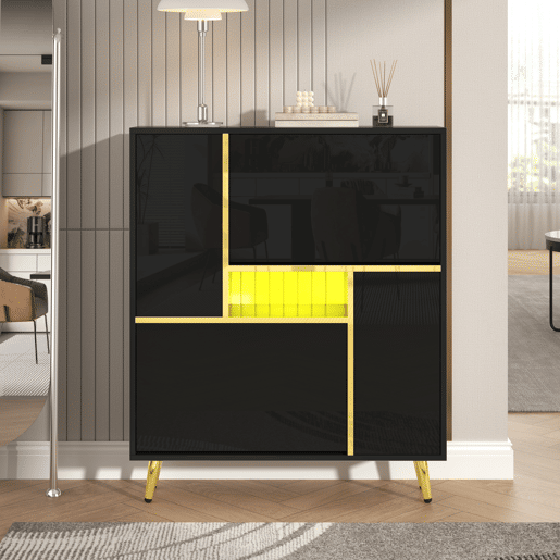 Sapateira LED moderna - aspeto brilhante - Preto