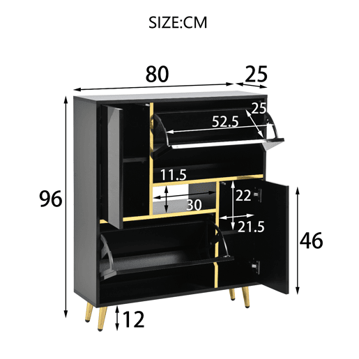 Sapateira LED moderna - aspeto brilhante - Preto