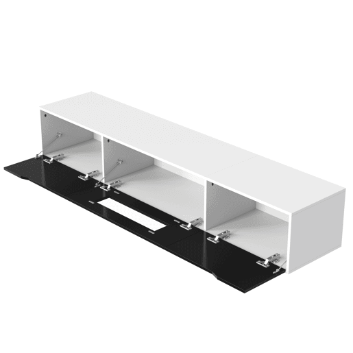 Suporte para TV de 180 cm com luz LED que muda de cor - 3 compartimentos grandes - Preto
