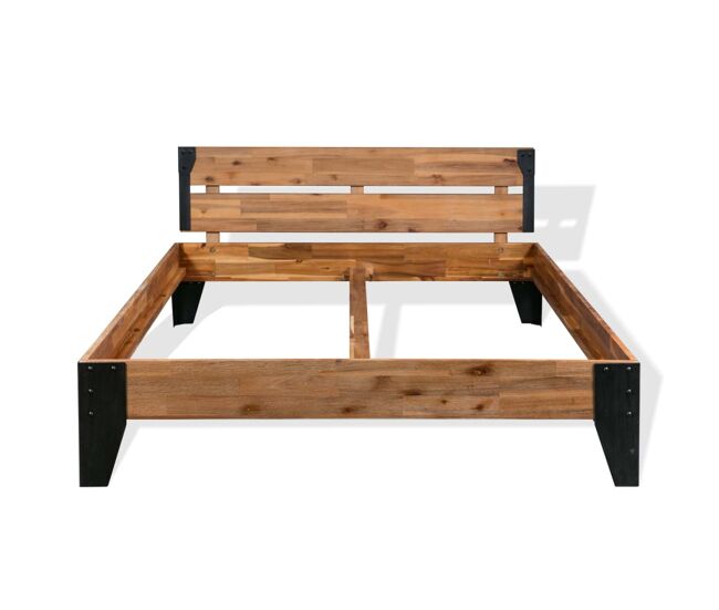 Estructura de cama de madera maciza de acacia acero 152x203 cm