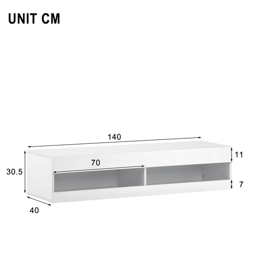Suporte de TV suspenso de 140 cm com LED - Branco Suporte de TV suspenso de 140 cm com LED - Branco