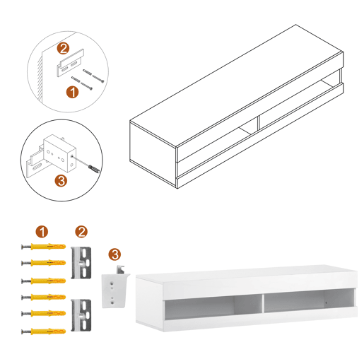 Suporte de TV suspenso de 140 cm com LED - Branco Suporte de TV suspenso de 140 cm com LED - Branco
