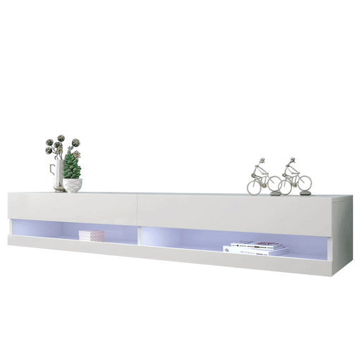 Suporte de TV suspenso de 140 cm com LED - Branco Suporte de TV suspenso de 140 cm com LED - Branco