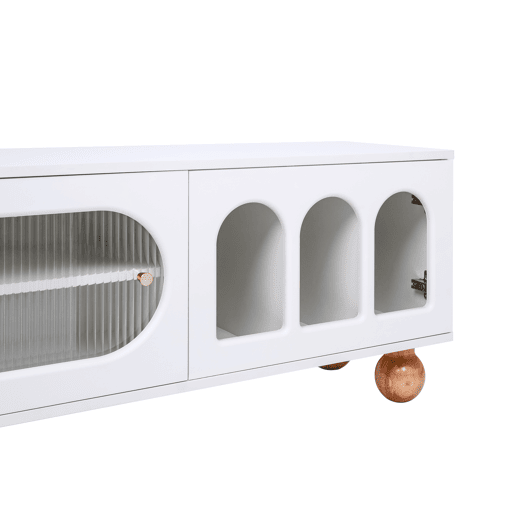 Móvel TV 170cm - 2 portas - 3 zonas abertas em arco - Branco