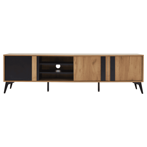 Suporte para TV L 180 cm - com 3 portas e 3 compartimentos - Castanho