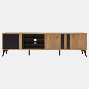 Suporte para TV L 180 cm - com 3 portas e 3 compartimentos - Castanho