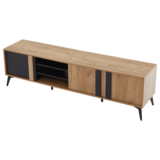 Suporte para TV L 180 cm - com 3 portas e 3 compartimentos - Castanho