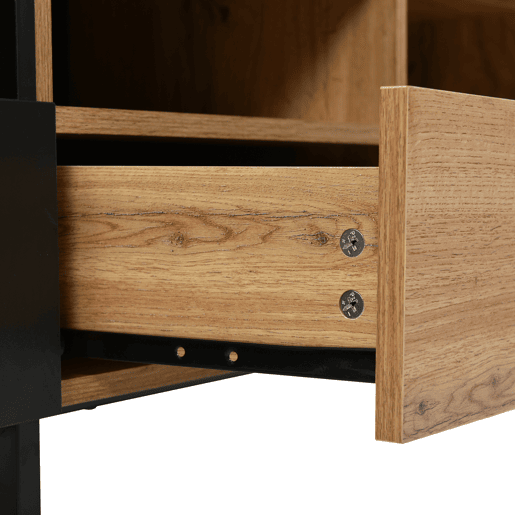 Armário TV 190cm - 2 portas + 2 gavetas + 2 compartimentos - estilo industrial - Natural