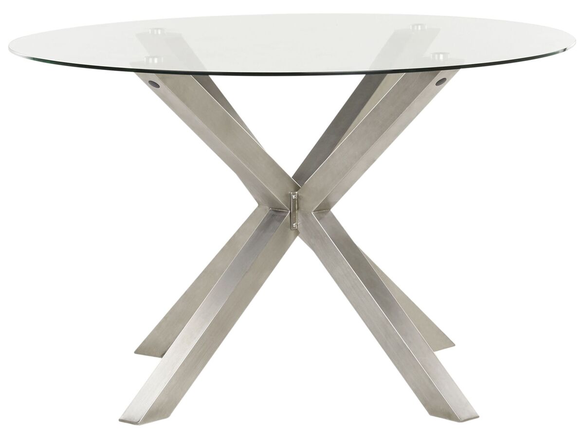 Beliani Mesa redonda MALETTO 120x120 Plateado