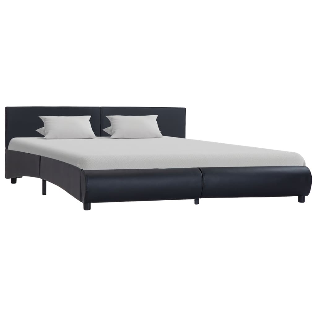 estructura de cama con led cuero sintetico negro 180x200 cm