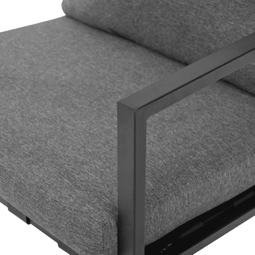 Mobiliário de jardim de 4 lugares - sofá, 2 poltronas e 1 mesa de centro com prateleira - tubo de aço galvanizado e tiras de PVC - almofadas amovíveis e laváveis - Preto