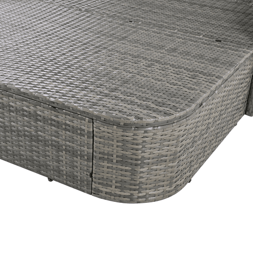 Mobiliário de jardim para 2 pessoas - Sofá lounge de vime PE com 4 almofadas e dossel ajustável - Cinzento