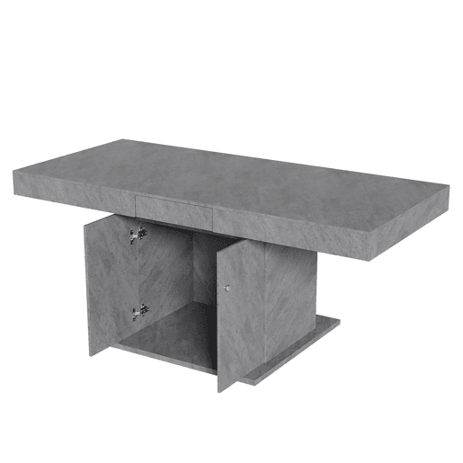 Mesa de jantar extensível - com arrumação por baixo - estilo moderno - Cinzento