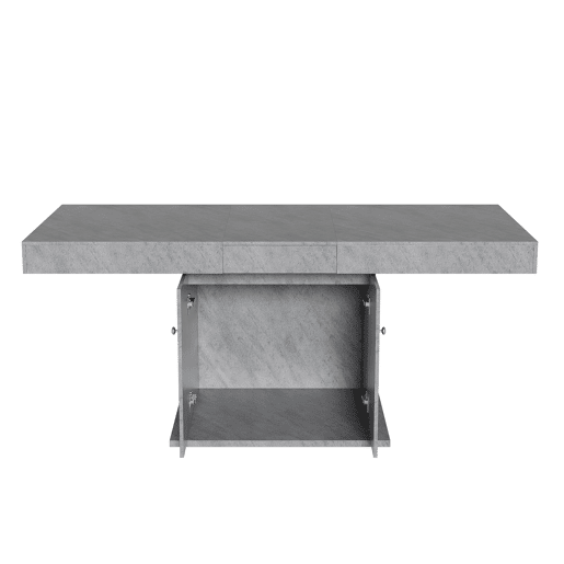 Mesa de jantar extensível - com arrumação por baixo - estilo moderno - Cinzento