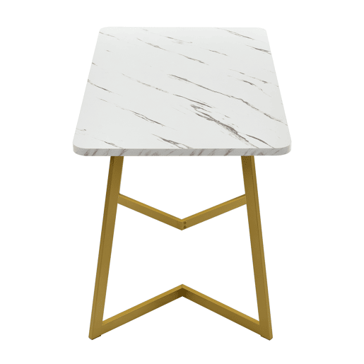 Mesa de jantar - tampo em mármore - pés em metal dourado - 117x68cm - Branco e dourado