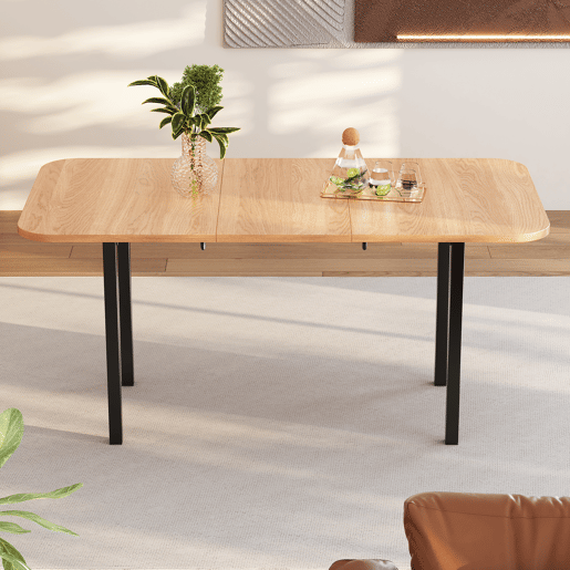 Mesa de jantar extensível em MDF - 120160 x 80 cm - para 4 a 6 pessoas - Natural