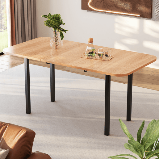 Mesa de jantar extensível em MDF - 120160 x 80 cm - para 4 a 6 pessoas - Natural