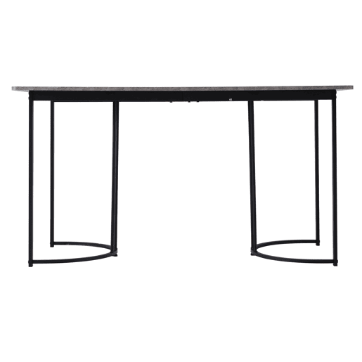 Mesa de jantar 140x80 cm com pés reguláveis - estrutura metálica - folheado de mármore - Cinzento e Preto