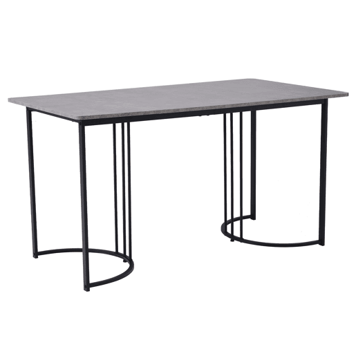 Mesa de jantar 140x80 cm com pés reguláveis - estrutura metálica - folheado de mármore - Cinzento e Preto