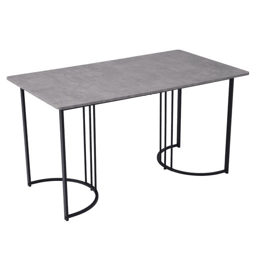 Mesa de jantar 140x80 cm com pés reguláveis - estrutura metálica - folheado de mármore - Cinzento e Preto