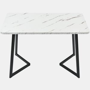 Mesa de jantar - tampo em mármore - pés em metal preto - 117x68cm - Preto e branco